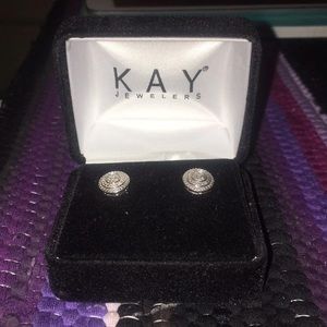 Diamond Circle Stud Earrings